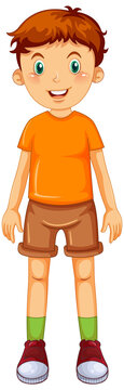 A Boy Wearing Orange T Shirt Cartoon