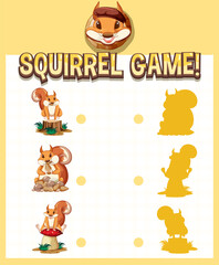 A squirrel matching game worksheet for children