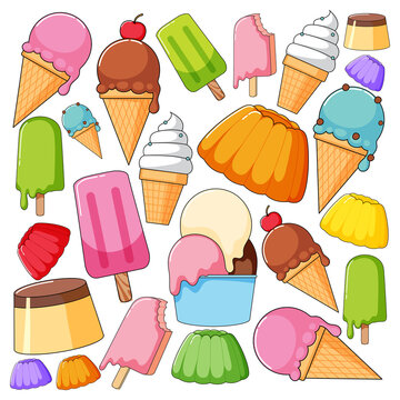 Seamless background design with different icecream