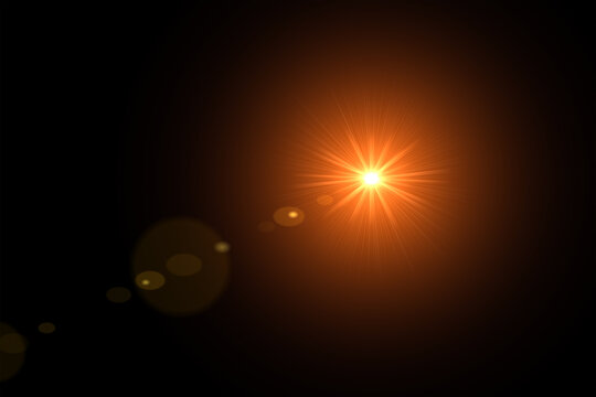 Abstract natural sun flare on the black