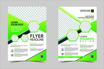 Green and Black  corporate business annual report brochure flyer design template vector, Leaflet cover presentation abstract geometric background, modern publication poster magazine, layout in A4 size