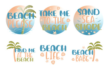 Summer beach quotes set