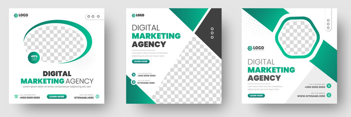 digital marketing post banner, digital marketing social media post banner with green color. business marketing post banner. digital marketing banner. 