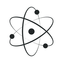 Atom icon. Nuclear energy symbol. Atomic sign. Science logo. Vector illustration image.