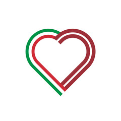 unity concept. heart ribbon icon of italy and latvia flags. vector illustration isolated on white background