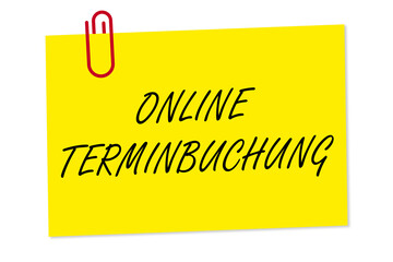 Notizzettel mit ONLINE TERMINBUCHUNG für einen Termin