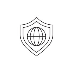 Globe protection, internet security icon in line style icon, style isolated on white background