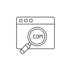 Search domain, domain on magnifier icon in line style icon, style isolated on white background