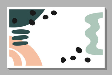 Buiseness card template with abstract flat shapes in soft colors