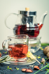 Fresh cup of oriental strawberry lime tea