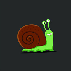 Cute snail icon flat or cartoon style. Isolated on white background. Vector illustration