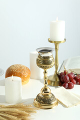 Concept or composition of Eucharist with different accessories