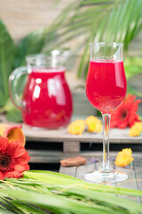 A glass of fresh delicious pomegranate juice