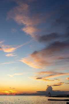 Sunset, sunrise landscape Mediterranean Sea.