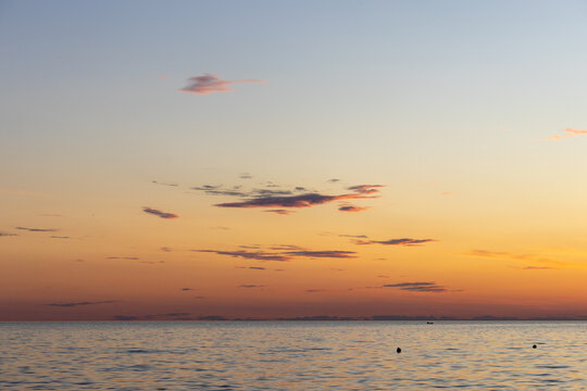 Sunset, sunrise landscape Mediterranean Sea.