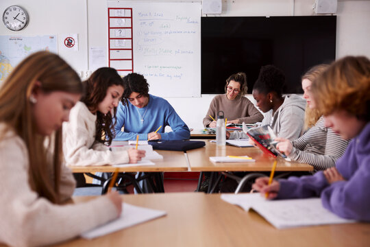 Teenagers in classroom