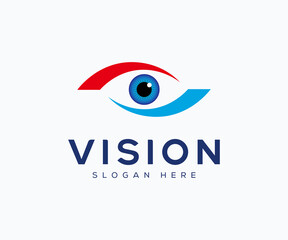 Eye Logo Vector Template. Vision Eye Care Logo Design Template, Blue Eye Logo Concept, Eye Icon.