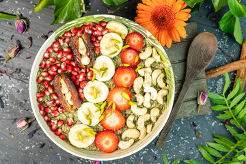 Fresh and delicious organic vegan fruit bowl