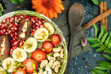 Fresh and delicious organic vegan fruit bowl