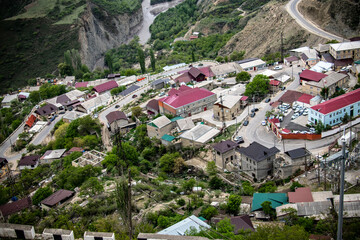 panoramic view of the mountains ancient settlements and gorges on a spring sunny day