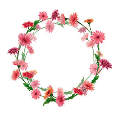 Collection of watercolor hand drawn floral different frames with gerberas isolated on white background. Floral templates perfect for invitations, greeting cards.