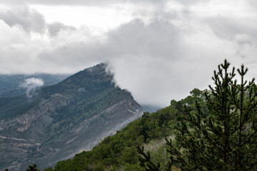 panoramic view of the mountains ancient settlements and gorges on a spring sunny day