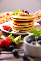 pancakes with berries fruits
