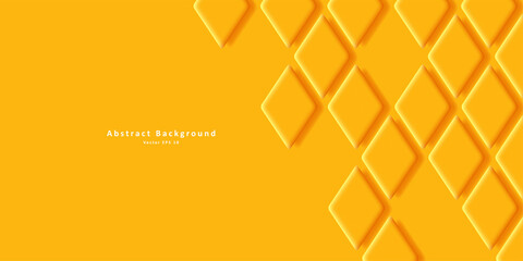 Geometric yellow background with rhombus tiles, mono chrome volume shapes. Vector illustration - obrazy, fototapety, plakaty