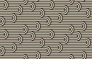 Seamless pattern with twisted lines, vector linear tiling background, stripy weaving, optical maze, twisted stripes.