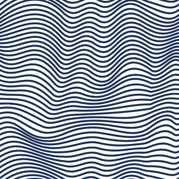 Seamless lines geometric pattern with optical illusion, abstract op art minimal vector background with parallel stripes, lined design for wallpaper or website.