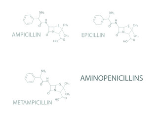 Aminopenicillins molecular skeletal chemical formula.
