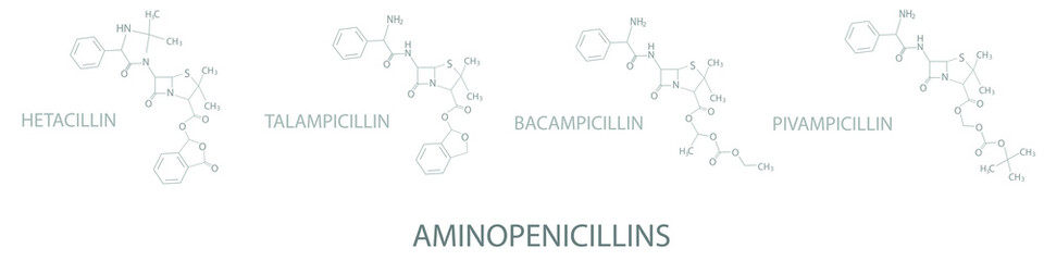 Aminopenicillins molecular skeletal chemical formula.