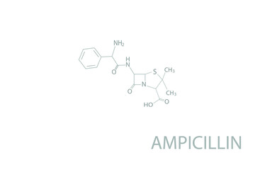 Ampicillin molecular skeletal chemical formula.