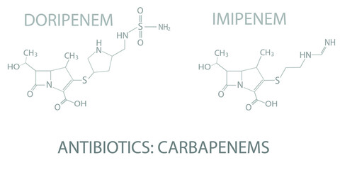 Antibiotics (carbapenems) molecular skeletal chemical formula.