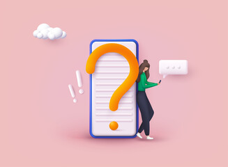 Question Marks. FAQ concept. Ask Questions and receive Answers. Online Support center. Frequently Asked Questions. 3D Web Vector Illustrations. - obrazy, fototapety, plakaty