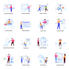 Collection of Business Planning Flat Illustrations 