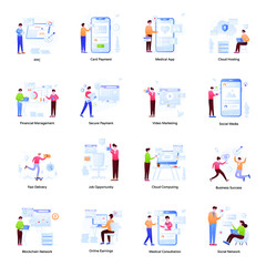 Set of Business Management Flat Illustrations