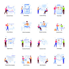 Collection of Marketing Flat Illustrations 