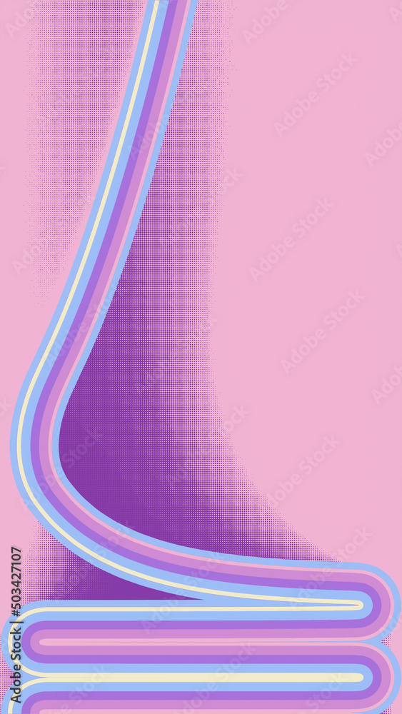 Poster Colored squiggly flow of thin lines of neon color. Abstract wave pattern. 3d rendering digital illustration background