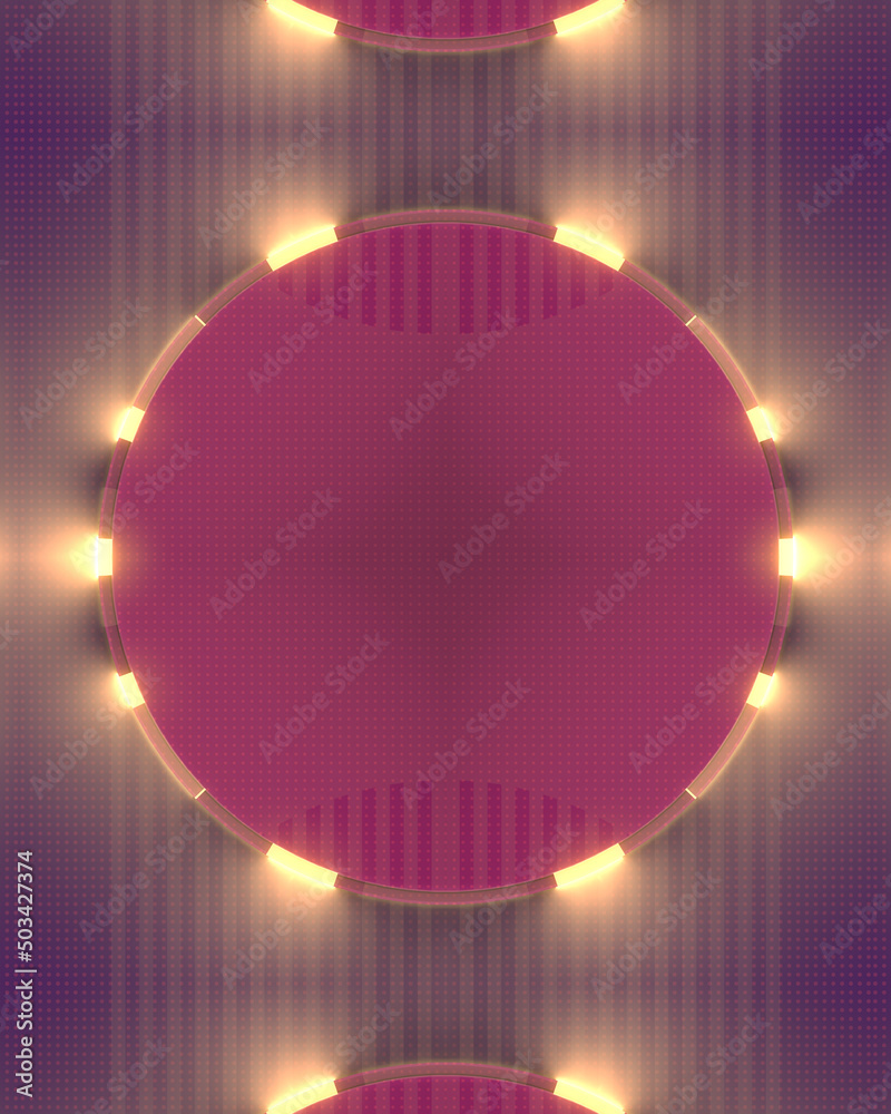 Fototapete abstract template with glowing round shapes and trendy color combination. 3d rendering digital illus