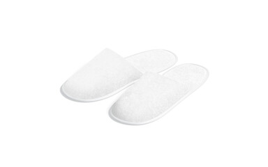 Blank white home slippers mockup, side view - obrazy, fototapety, plakaty