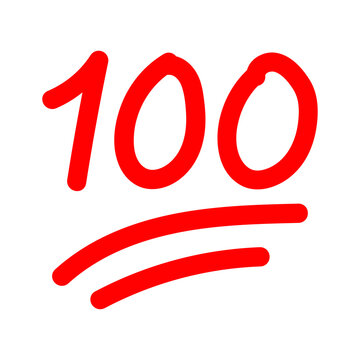 100 hundreds emoji icon. Point text symbol. Sign number vector.