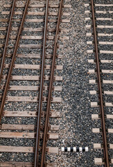 Naklejka premium Aerial view of railroad tracks of train