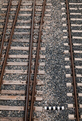 Aerial view of railroad tracks of train