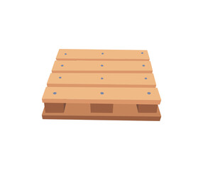 Wooden pallet for cargo transportation, vector flat illustration isolated on white background.