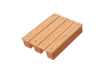 Angle view of wood pallet in vector illustration, europallet with wooden texture