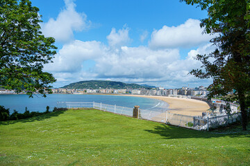 Fototapeta premium Bay of San Sebastian from Miramar gardens, Basque Country, Spain