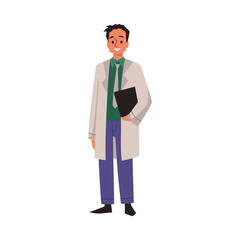 Doctor physician or therapist standing, flat vector illustration isolated.