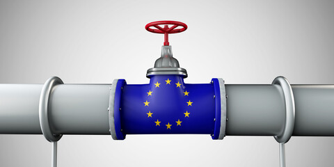 European Union oil and gas fuel pipeline. Oil industry concept. 3D Rendering