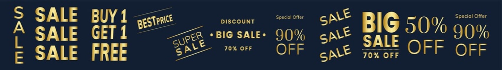 Price tags Super Sale vector collection. 10% off, 20% off, 50% off, 70% off, 90% off, Vector illustration.
